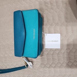 Vera Bradley Grab & Go Wristlet Teal Genuine Leather